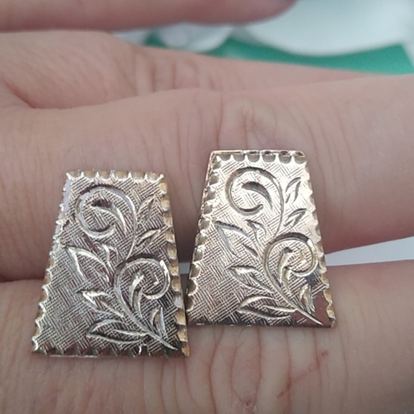 Vintage Goldtone Etched Hickok USA Tie Bar and Trapezoid Shaped Cufflink… - Picture 4 of 8